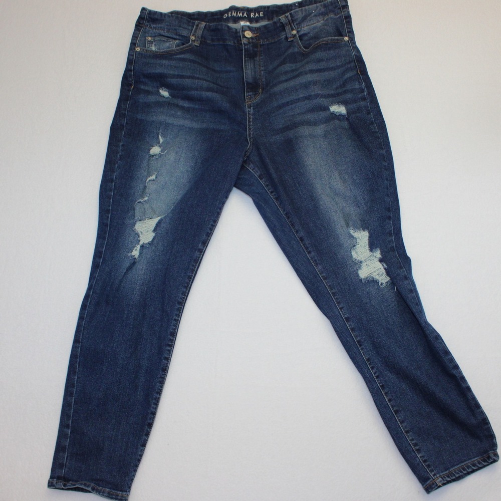 Gemma Rae Luka Distressed Jeans Womens 20 Dark Wash Rhinestone Pocket